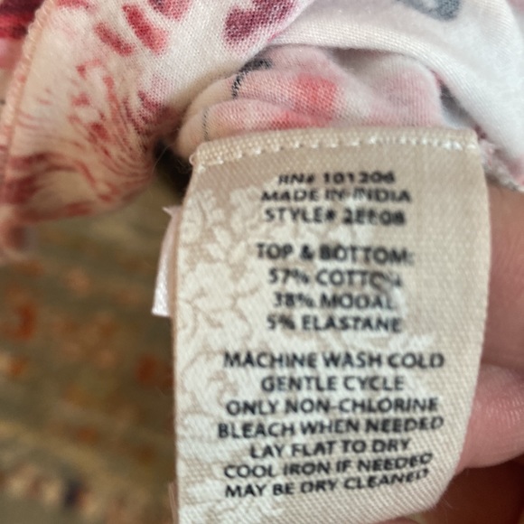 Soft Surroundings Cottagecore Button Down Floral with Ruffle Trim Sleep Top - Picture 6 of 6